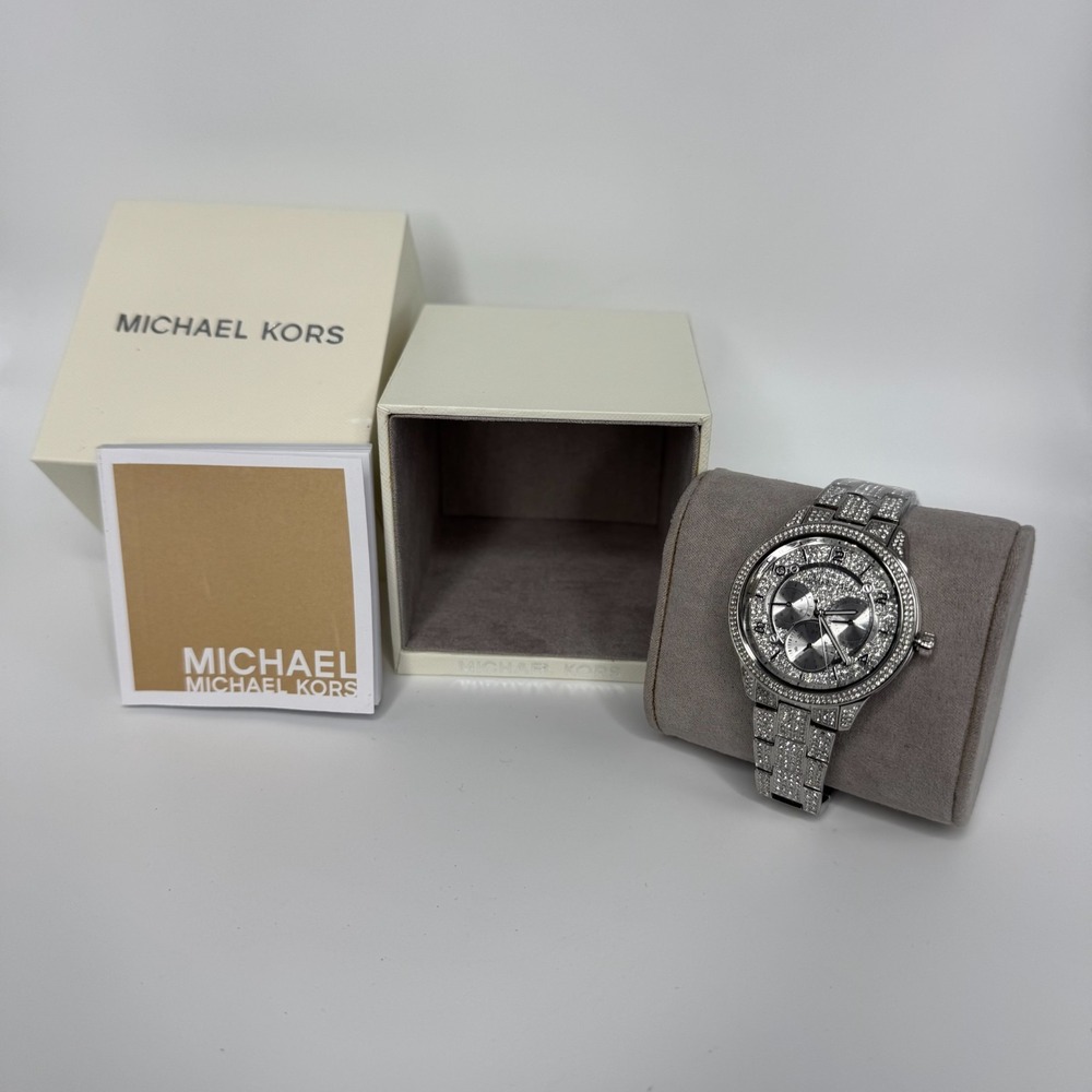 Michael Kors Women's Runway Pave Quartz Silver Tone Crystal Watch MK6612